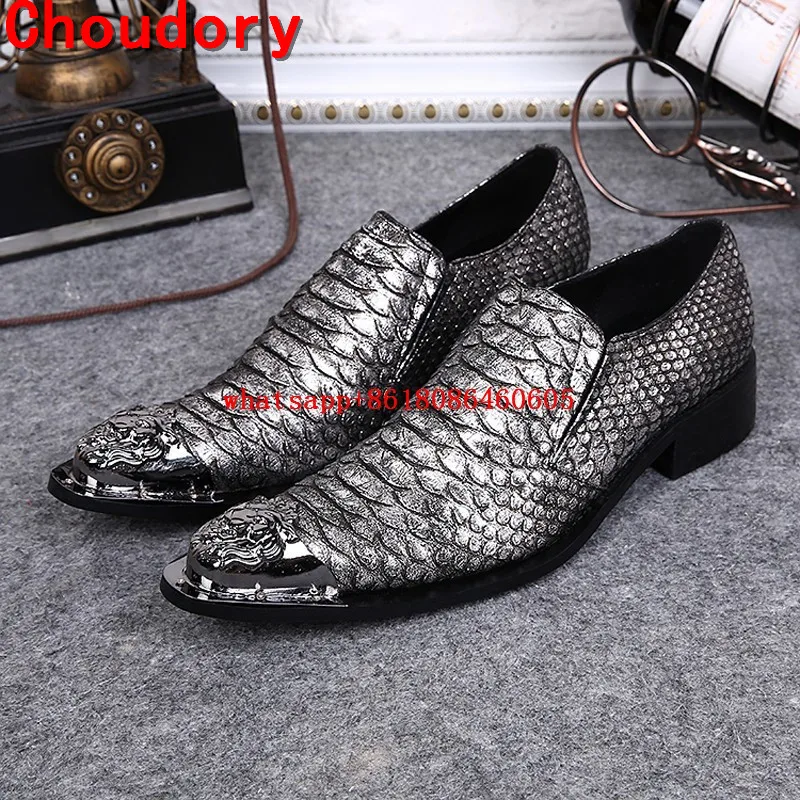 

Italian shoes men leather sliver blue oxford loafers snake skin square toe formal shoes glitter size12 alligator shoes for men