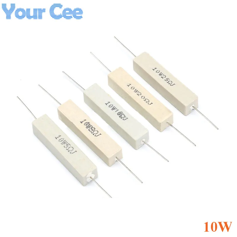 10pcs/lot 5W 10W Ceramic Wirewound Resistor 0.1 0.15 0.5 2 15 20 25 30 33 100 330 1K 20K Ohm 5 10 20 Watt Cement Resistance