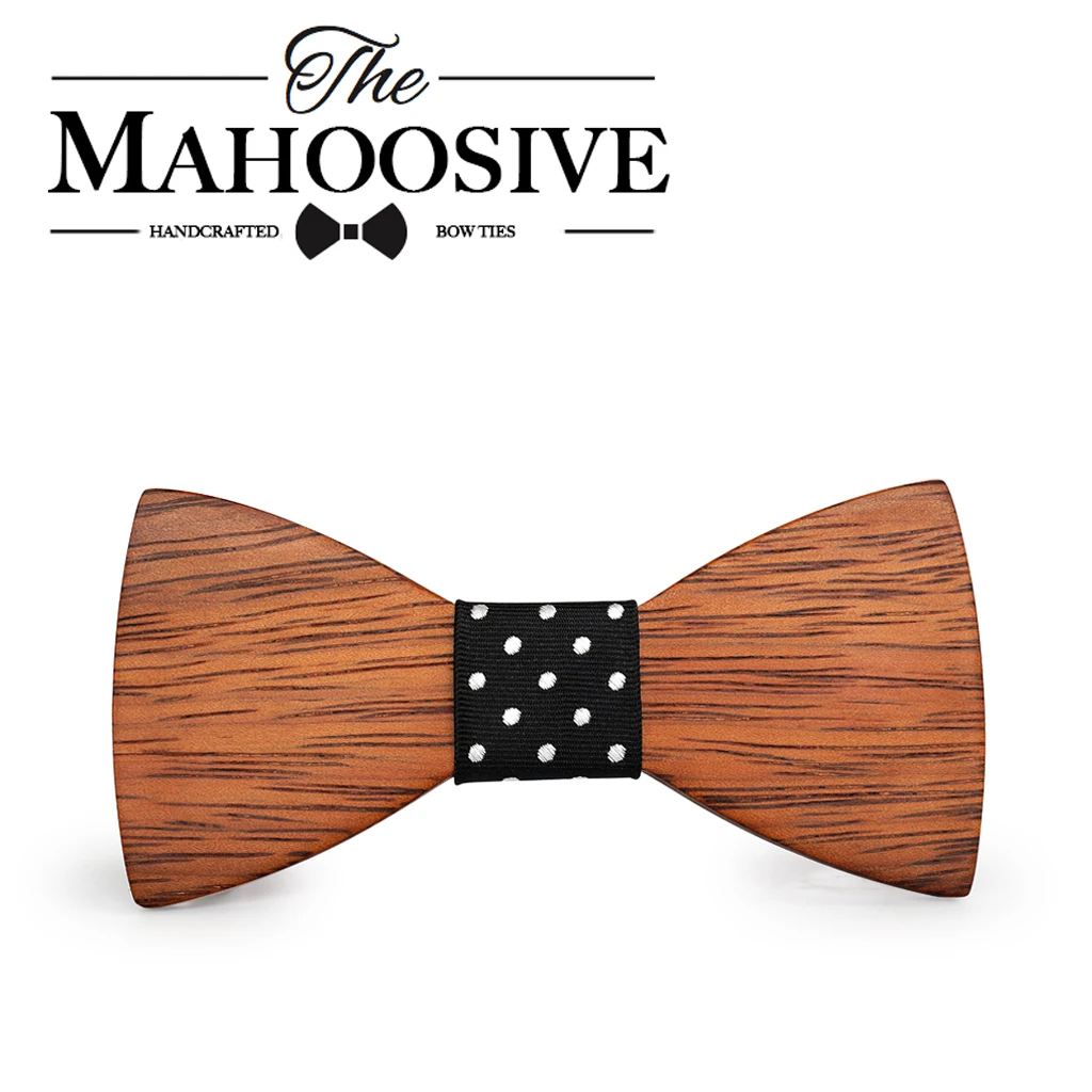 Mahoosive Gravata Plaid Wood Wooden Bow Tie For Man Wedding Butterfly Design Necktie for Wedding Groom