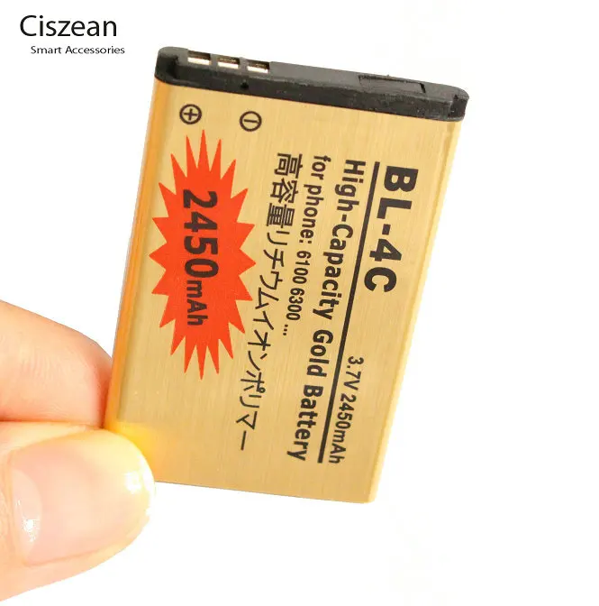 10pcs/lot 2450mAh BL-4C BL 4C BL4C Gold Replacement Battery For Nokia 6100 6300 6102 6103 6131 6125 6136S 6170 6260 6301 ect