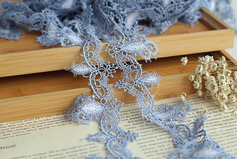 MLAEY 2y/lot Venise Lace Trim, Lace Fabric ,Rose Appliques Lace Ribbon , Alter Couture Supplies Vintage Style