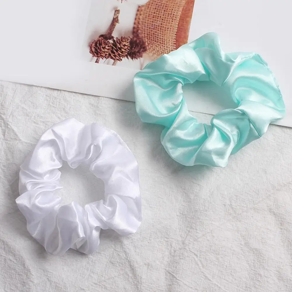 2020 Satin/Velvet Hair Scrunchies Women Elastic Hair Bands Girls Headwear Bright Color Silk Ponytail Holder Hair Tie Accessories image 4