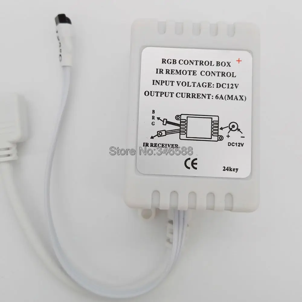 12V 6A 2A x 3CH 72W 24 Key Wireless IR Infrared Remote LED Controller for 3528 5050 RGB LED Strip Light Tape