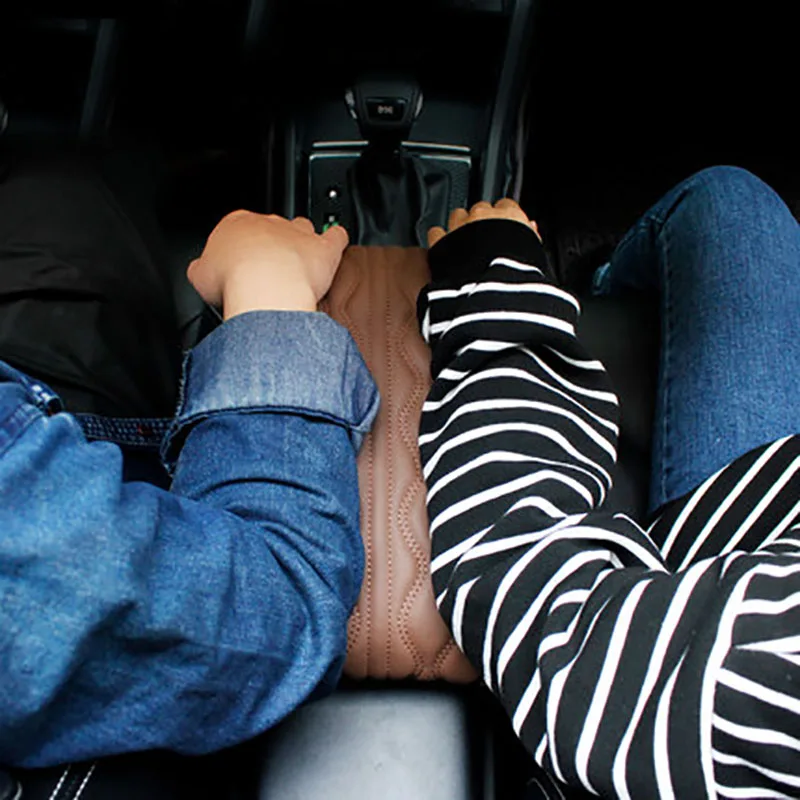 PU Leather Car Armrest Pad Cover Universal Center Console Wave Embroider Auto Seat Box Protection Cushion Hand Supports