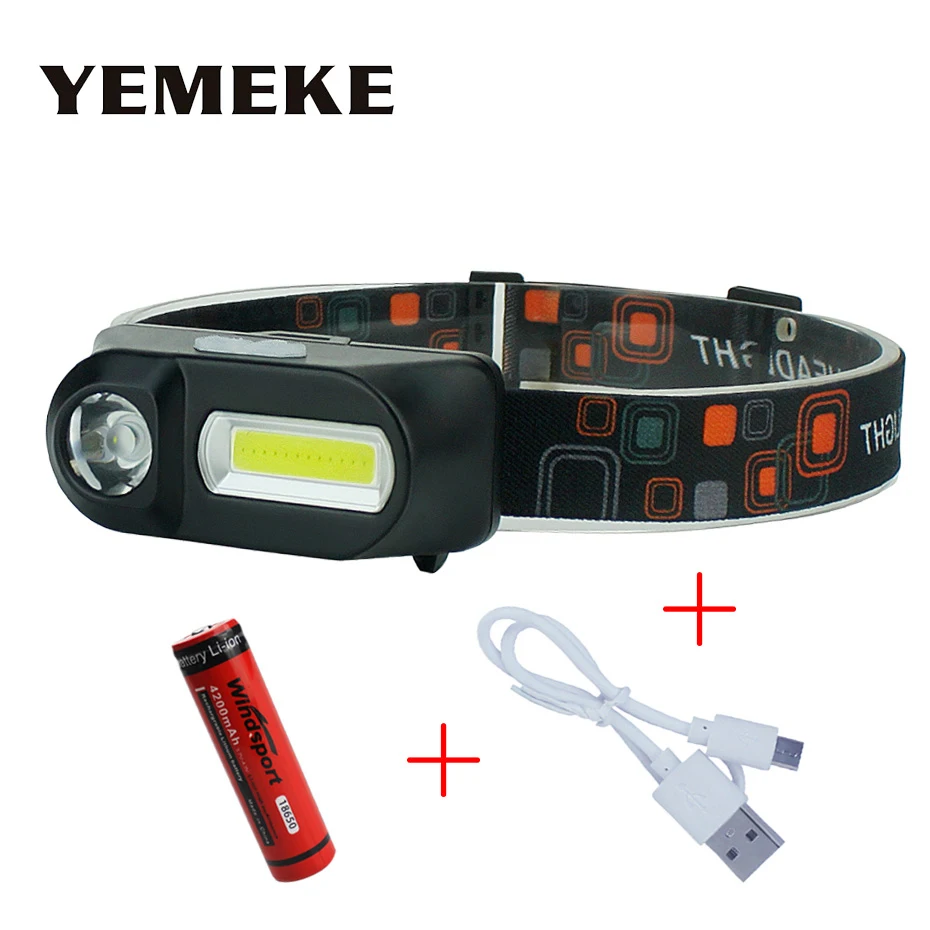 

USB Rechargeable LED Headlamp Headlight Flashlight Head Torch Portable LED Head Lamp Outdoor 3 Mode Work Light For Night Fishing