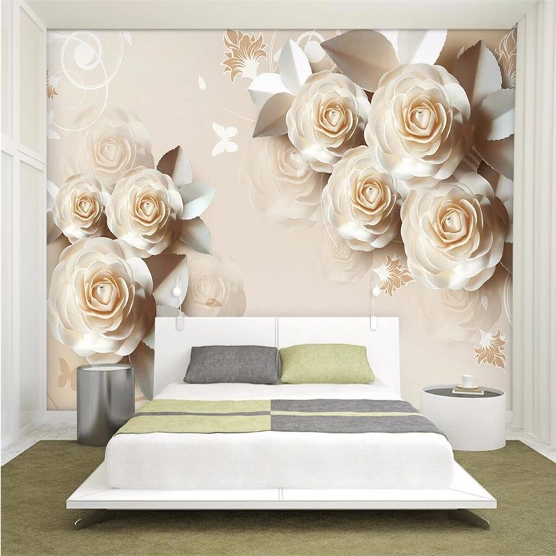 custom wallpaper-3d background large painting Line art silk roses murales de pared hotel badroom wall mural for living room