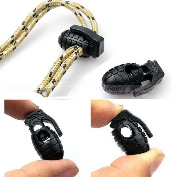 Shoelace Shoe Lace Grenade Buckle Stopper Rope Clamp Paracord Lock Camp Hike Outdoor Survive Cord Clip