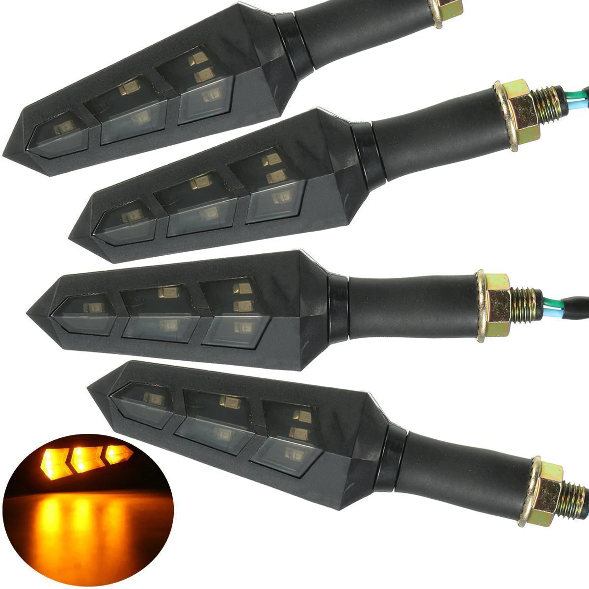 

4pcs/lots 12V 6LED Motorcycle Bike Turn Signal Indicator Light Blinker Amber