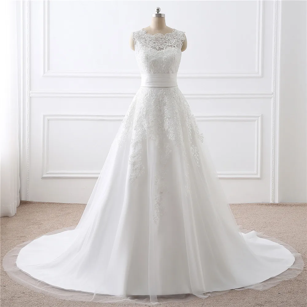 Elegant detachable skirt wedding dress vestido de noiva Lace Applique Two Pieces cheap Wedding Gowns real photo Bridal Dresses