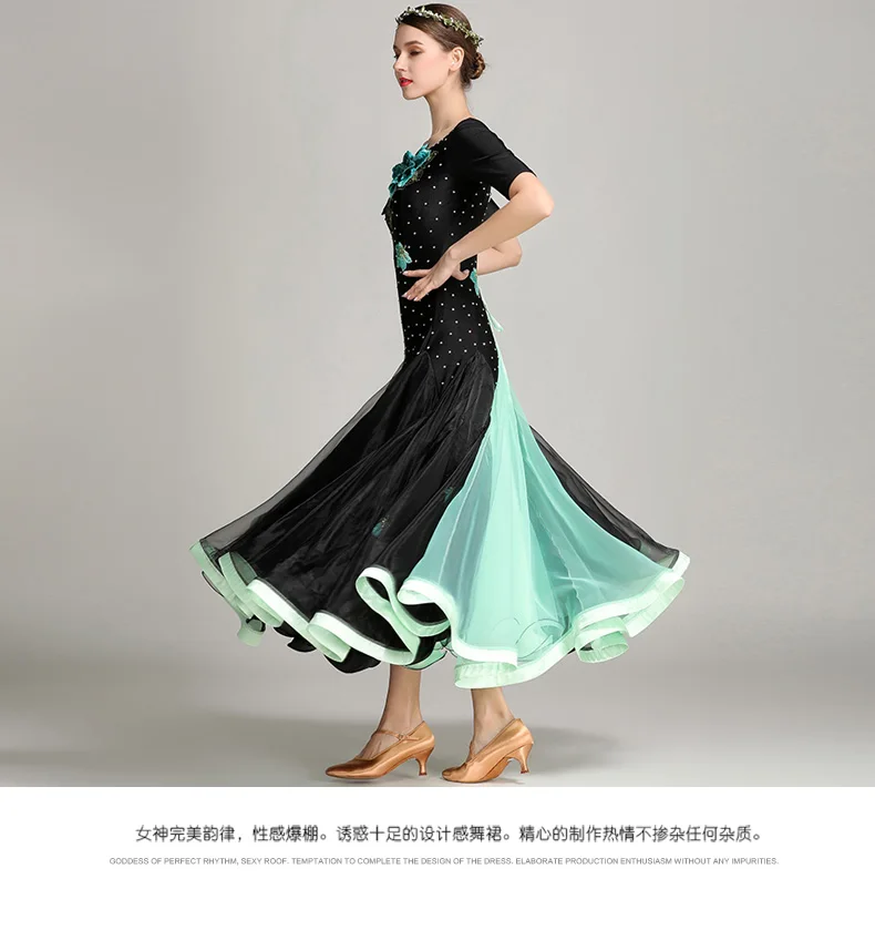 New black flamenco dress tây ban nha trang phục khiêu vũ phục thi nhảy khiêu vũ ballroom dance dresses waltz tango dancewear