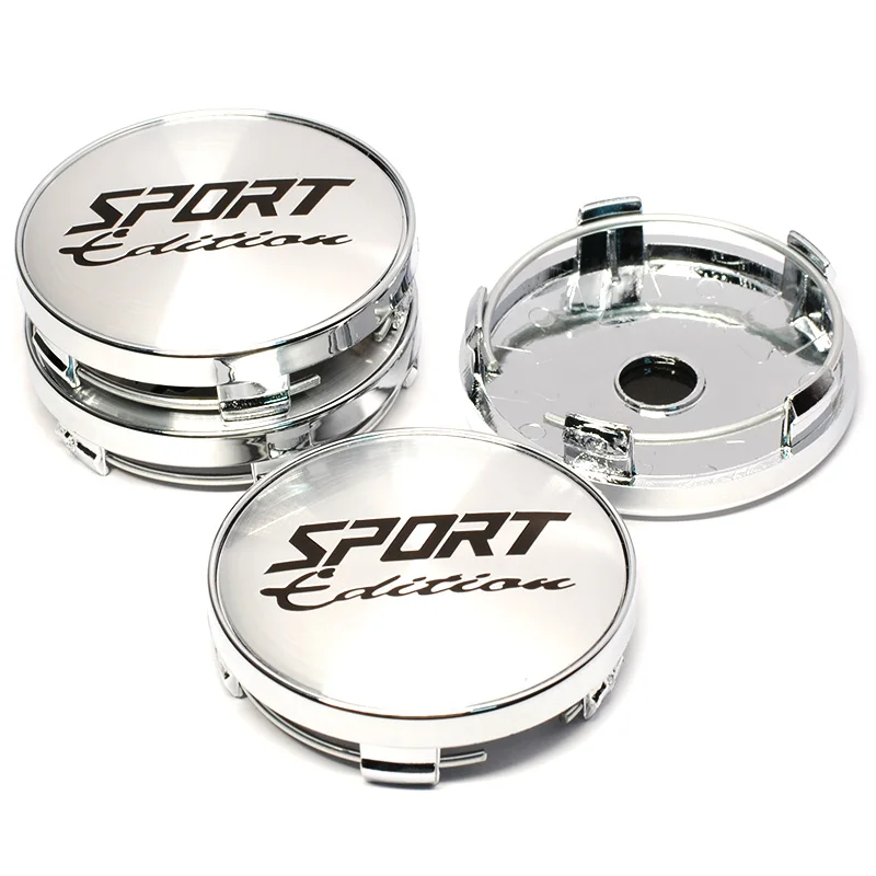 4pcs 60mm with Metal Aluminum 56mm SPORT Edition Logo Car Wheel Center Hub Cap Rim Refit Creative Badge Covers Decoration Hubcap