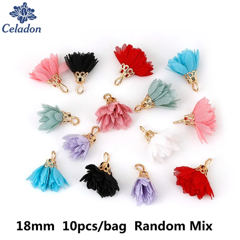 

10Pcs 18mm Random Mix Sunflower Tassel Charm Pendants or Jewelry Making Key Chains/Cellphone/Earrings Jewelry Findings