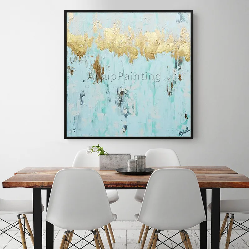 

Nordic style canvas painting acrylic blue gold painting modern abstract Wall art Pictures For Living Room caudros decoracion90