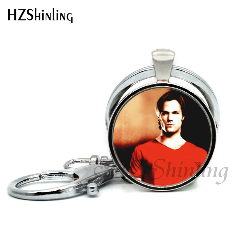 2017 New Arrival Supernatural sam Pendant Keychains Steampunk Jewelry Glass Cabochon Sam Supernatural Key ring Wholesale