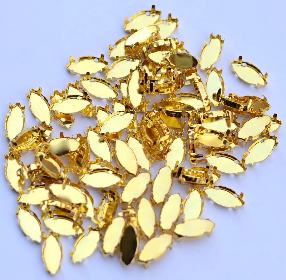 4*15mm,5*10mm,9*18mm,13*27mm,17x32mm 100pcs/lot Navette Shape Metal Claws Gold Color For Setting Fancy Stones Jewelry Beads.