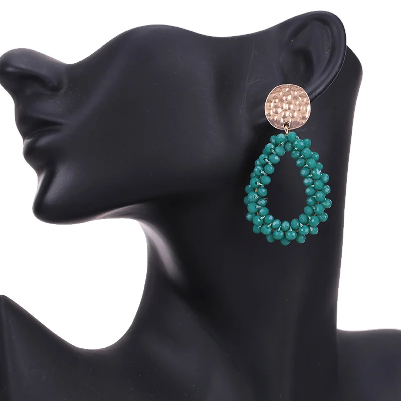 Sehuoran Aretes Drop Earrings For Women Crystal beads Dangle Earrings Statement Earrings Big Oorbellen Fashion Jewerly Brand Ear