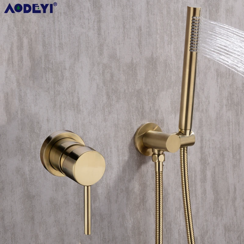 Brass Round Handheld Shower Head Black Matte Finish Shower Connector Adjustable Wall Holder Handheld Water-saving  Bath Shower