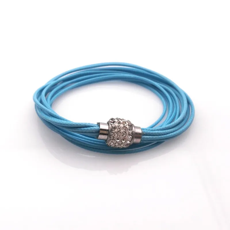 2024 Hot Selling Vintage Charm Multilayer Red Leather Bracelet Rhinestone Bracelet Magnetic Buckle Cuff Bracelets For Women