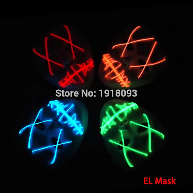 New 3V Sound active Driver+EL masks Novelty Lighting  Halloween Funny EL wire mask Fashion LED mask Novelty Lighting