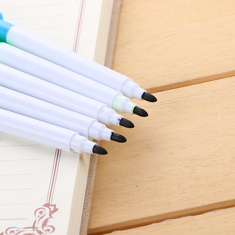 5pcs/lot Whiteboard Marker Pen Built In Magnetic Eraser Kids Stationery Erasable Pen Black Ink Office School Supplies