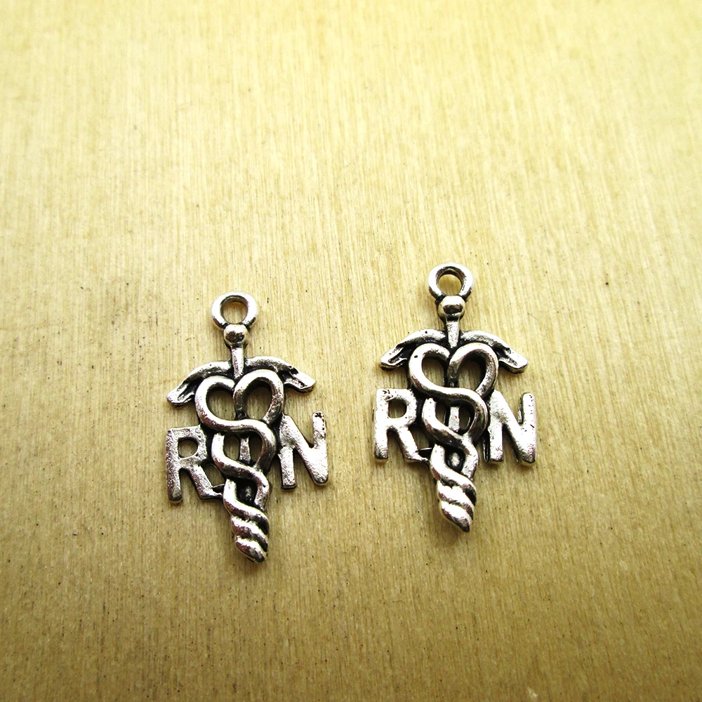 15pcs-- 11x20mm Nurse RN Charms  Nurse RN Charms pendants ,DIY Supplies  DIY necklace/ bracelets charms antique silver tone