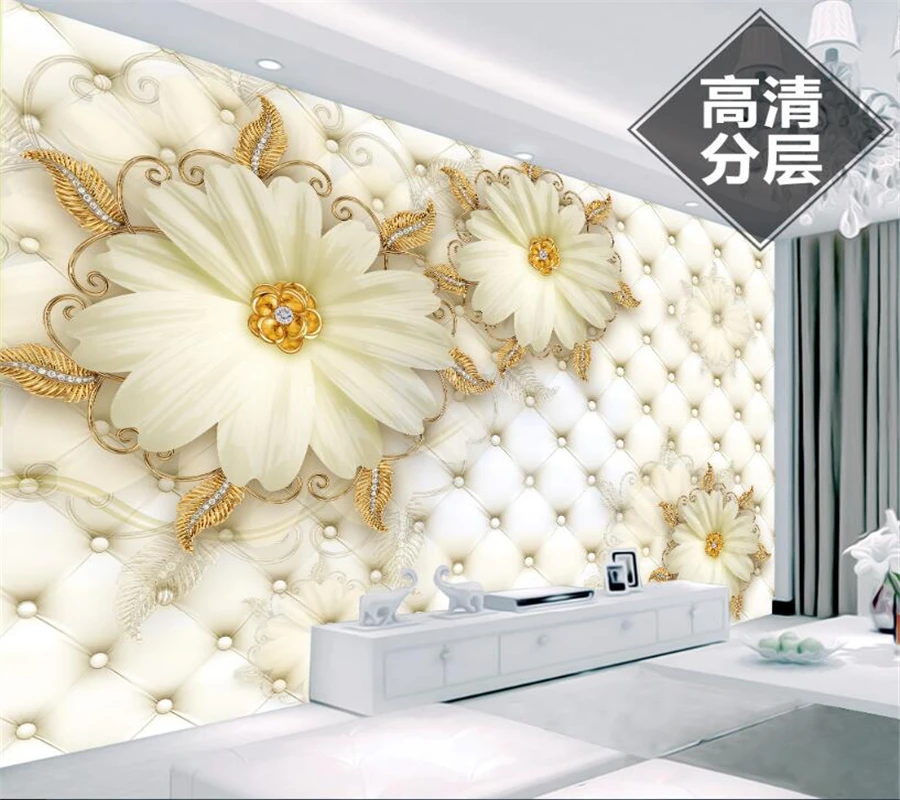 Custom Wallpaper HD Pearl Pearl Flower Butterfly Romantic TV Backdrop Living Room Bedroom Mural 3d wallpaper for walls