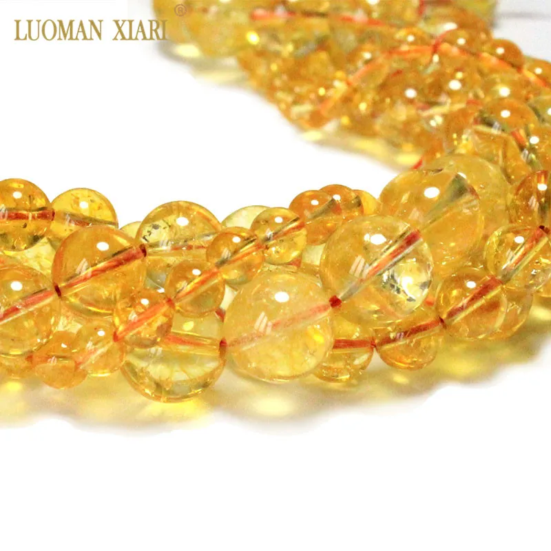 Wholesale Natural Citrines Crystal Beads Yellow Quartz Natural Stone Beads For Jewelry Making Diy Necklace 6/ 8/10/12mm 15\