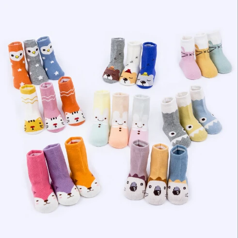 

New spring and autumn children's socks infant cartoon cotton infant baby socks 3 pairs of cartoon kids girls boys socks