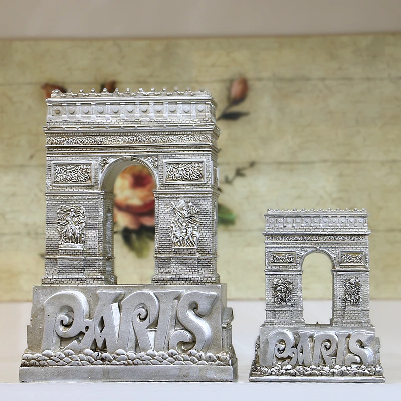 French Landmark Triumphal Arch Ornament Crafts Statue European Building Resin Model Figurine France Architecture Sculpture Home