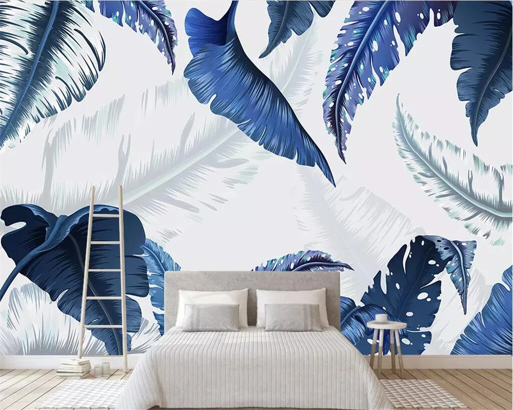 

Beibehang Simple mural wallpaper abstract plantain leaf decoration TV background wall living room bedroom mural 3d wallpaper