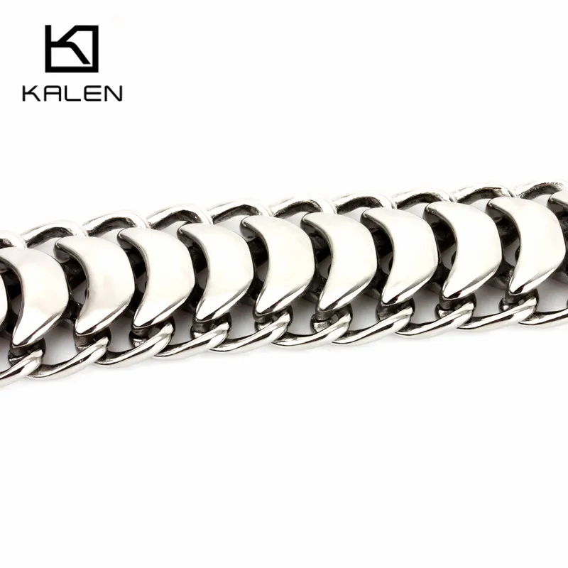 Kalen New High Polished Shiny Bracelets 19/20/22cm Stainless Steel Bike Link Chain Bike Chain Bracelets Fashion Male Accessories