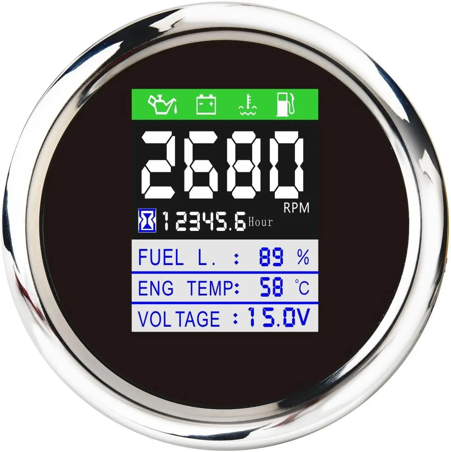 

316 Stainless Steel CANbus Multifunction Gauge IP67 85mm For Marine Boat Yacht