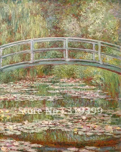 100% handmade Claude Monet Oil Painting Reproduction on linen canvas,Bridge over a Pond of Water Lilies,Free  Shipping,