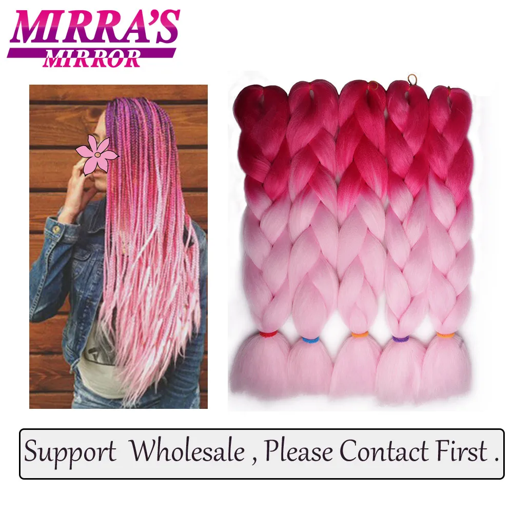 Kinder-Flechthaar, vorgedehnt, Ombre-Jumbo-Zöpfe, synthetisches Flechthaar, Rot, Rosa, Blau, Grau, 61 cm lange Haarverlängerungen für Frauen – Detail 28