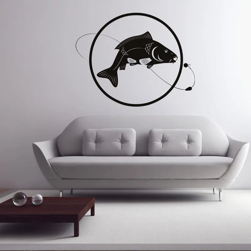 

Fish Line Bait Fishing Wall Sticker Circle Home Decor Bedroom Wall Decor Vinyl Living Room Removable Wall Decals