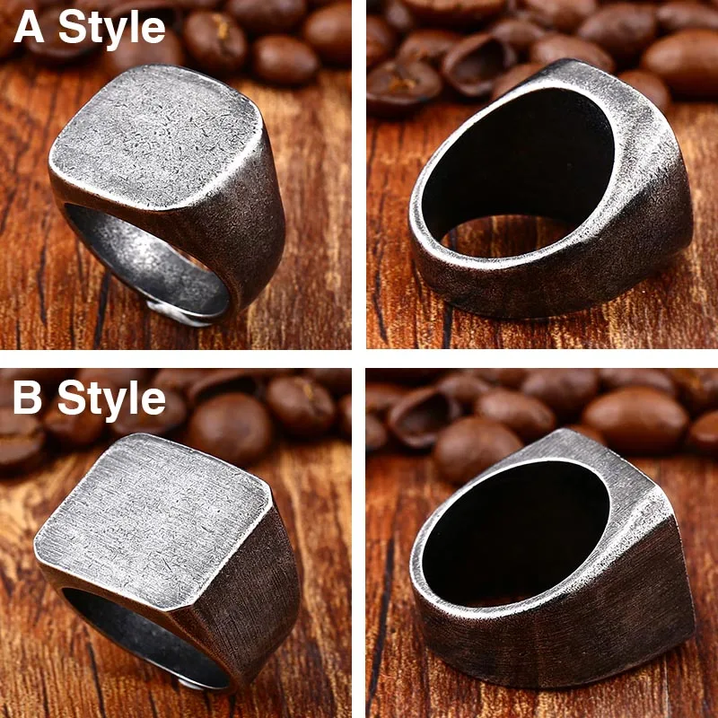 Beier 316L Stainless Steel Round and square Antique silver men and women  High Quality fashion wholesale ring jewelry LR484