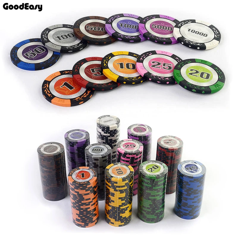 500pcs/set 14g Casino Poker Chips Deluxe Sets,Wheat Crown Poker Chips Colorful Clay Chips Texas Hold'em Chips Sets + Metal Box