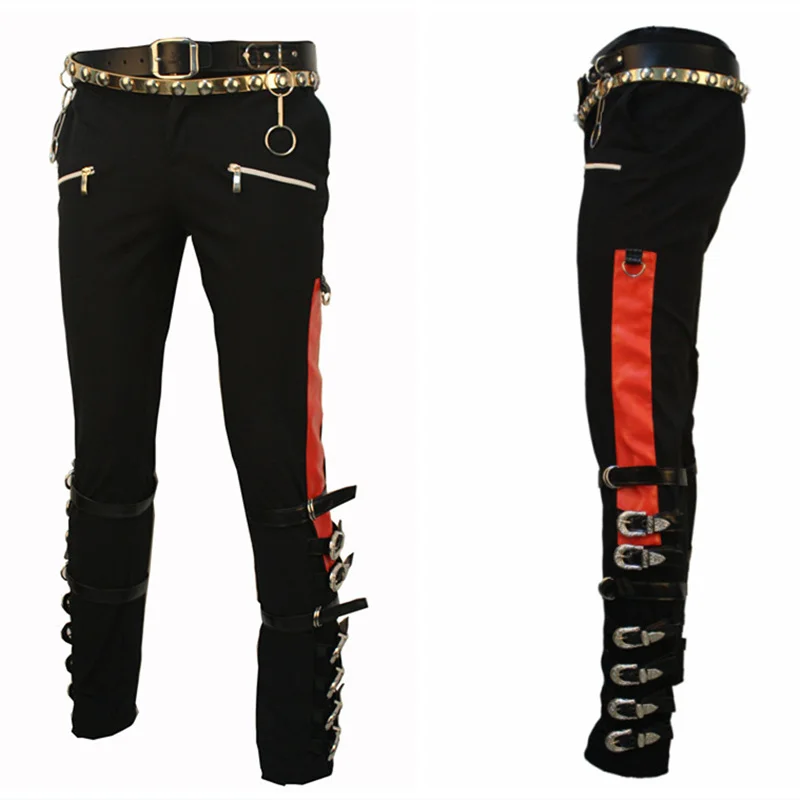 Seltene schwarze Hose von Michael Jackson BAD, Skinny mit Matel-Schnalle für Impersonator