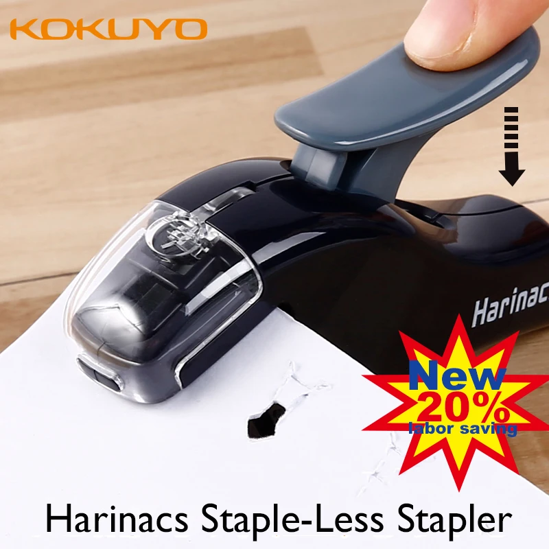 Japan Kokuyo Harinacs New Mini Staple-Less Stapler Safe Labor-Saving Student and Office Creative Stationery