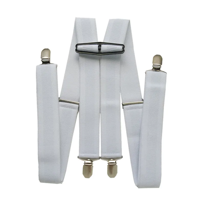 Mode Mannen Bretels 3.5 Breedte 4 Clips Bretels Verstelbare Elastische Witte Kleur Rib Band X Back Vrouwen Broek Bretels BD065