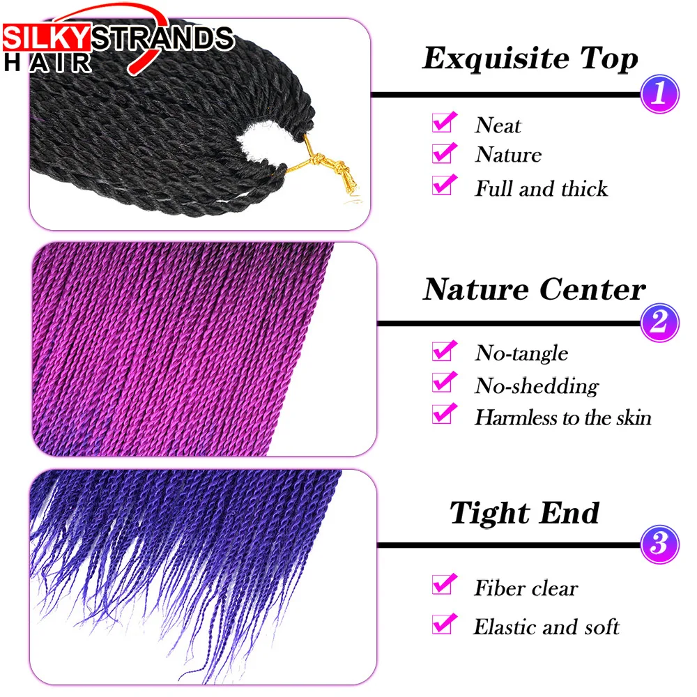 Silky Strands Ombre Braiding Hair Senegalese Twist Crochet Hair Extensions Synthetic Crochet Braids Grey Blonde Colors