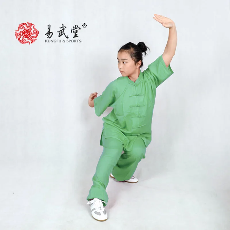 Yiwutang Unisex Short Sleeves Taichi Uniform Summer Kungfu Clothing Cotton Martial Art Sets Chinese Comfortable and Breathable