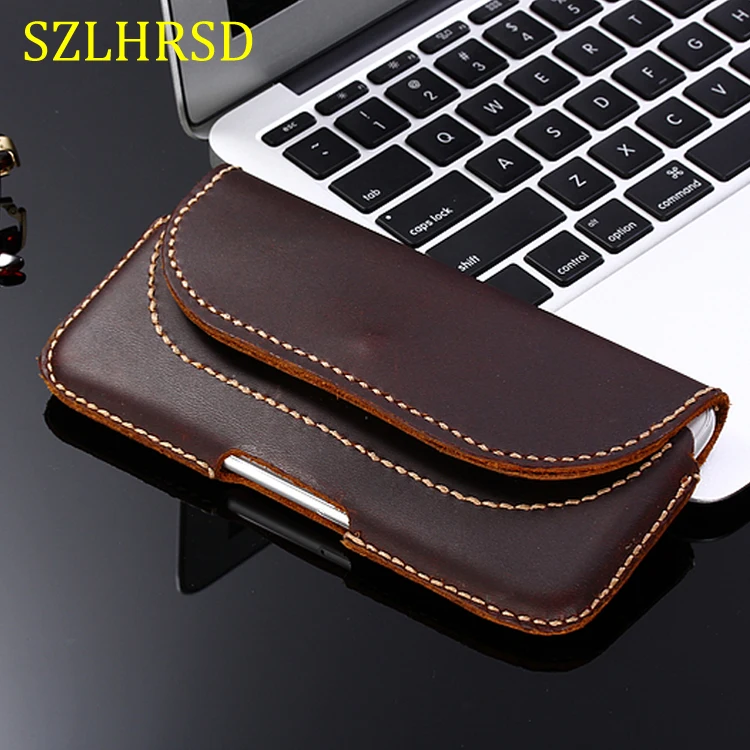 Szlhrsd capa artesanal em couro legítimo para homtom ht70 s12 h10 s99 ht20 pro bolsa com cinto e capa para telefone