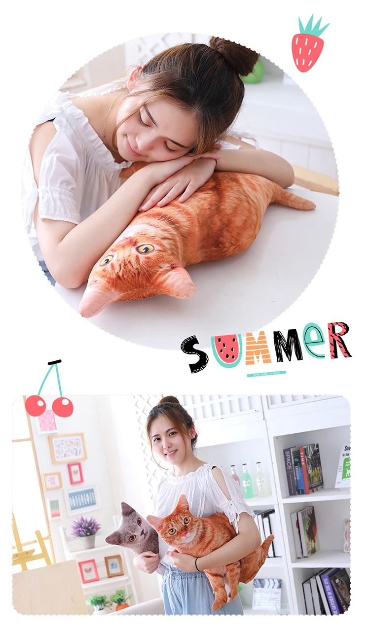 1pc 40cm Simulation Plüsch Katze Kissen Weiche Kuscheltiere Kissen Sofa Decor Cartoon Plüsch Spielzeug für Kinder kinder Geschenk – Detail 5