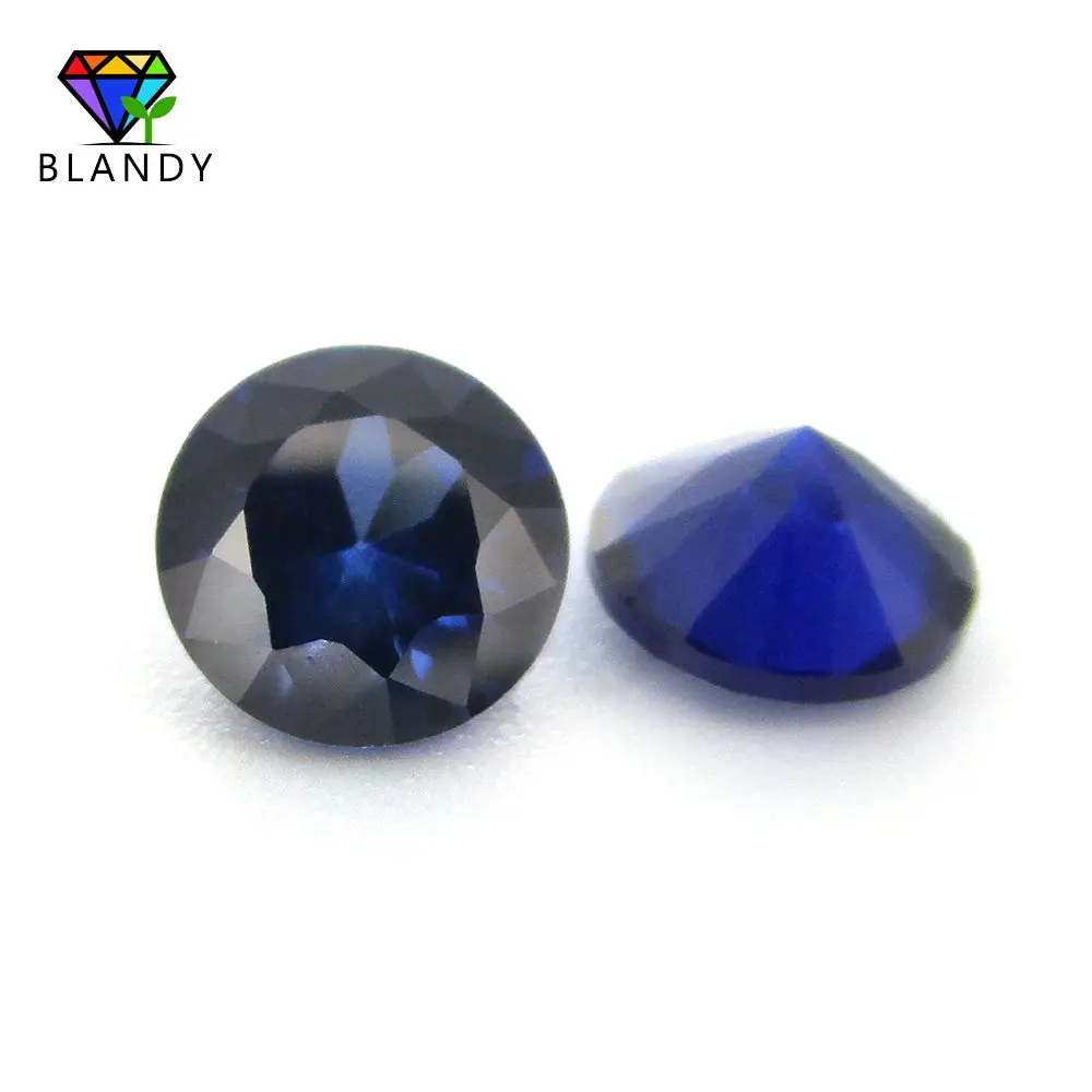 

Free Shipping #34 Blue Stones 3.0~12mm 5A Quality Loose Round Cut Sapphires Blue Corundum Stone Synthetic Gems For Jewelry