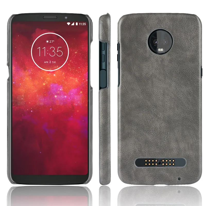 Voor Motorola Moto Z3 Play Case Luxe Ultra Slim Litchi Cover Voor Moto Z3 Spelen Retro PC Shockproof Telefoon Gevallen