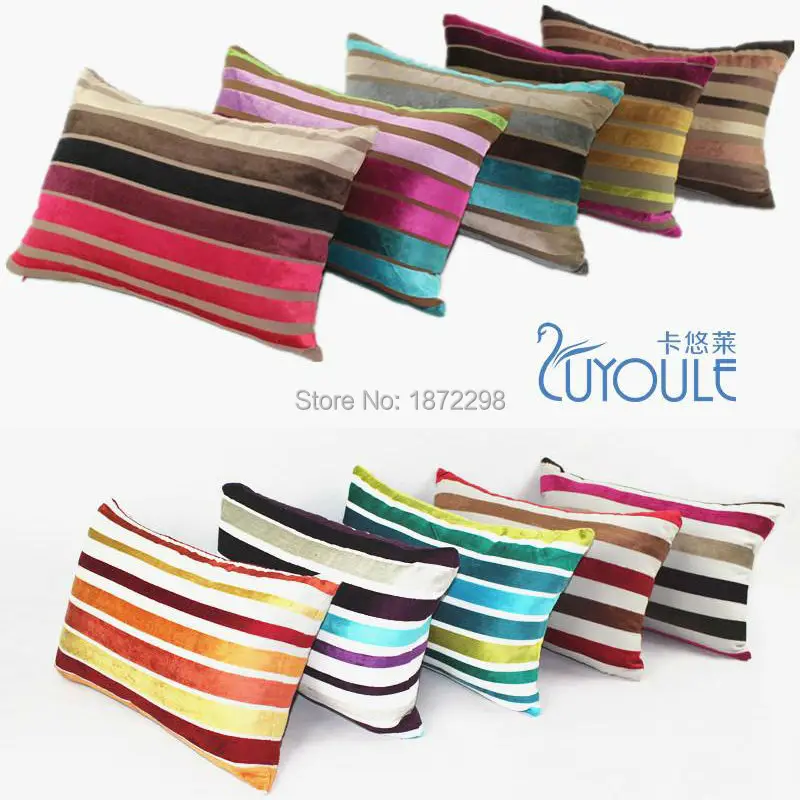 

Free Shipping Custom 30x45cm 35x50cm 40x60cm 55x55cm Yarn Dyed Stripe Plain Velvet Cushion Cover No Core HT-CRVYDC-L