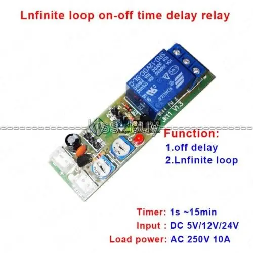 DC 5V 12V 24V Infinite Cycle Delay Timing Timer Relay ON OFF Switch Module Time control Delay Adjustable