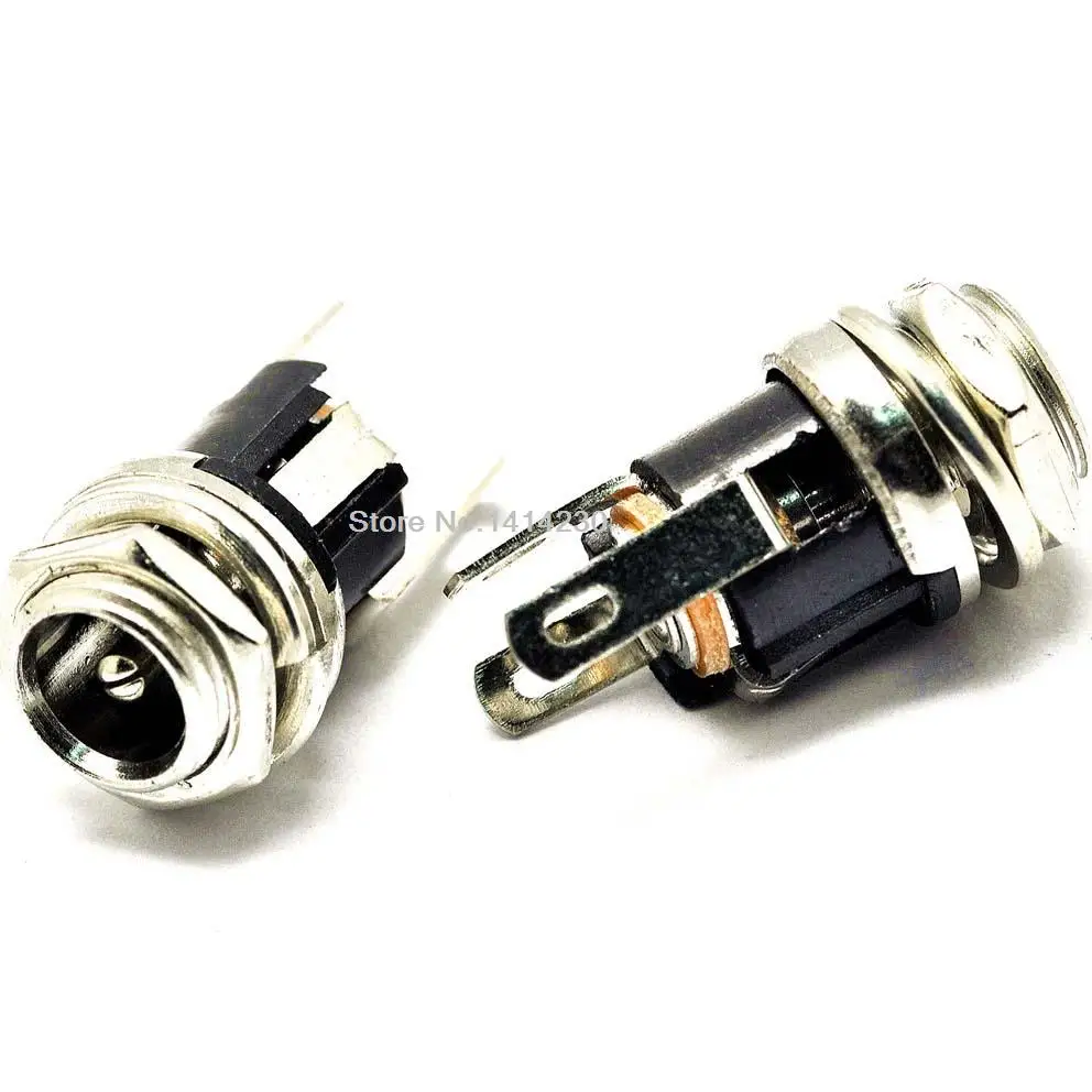 5Pcs 5.5-2.5MM 5.5 * 2.5 DC Socket With Nut DC Power Jack Socket Female Panel Mount Connector