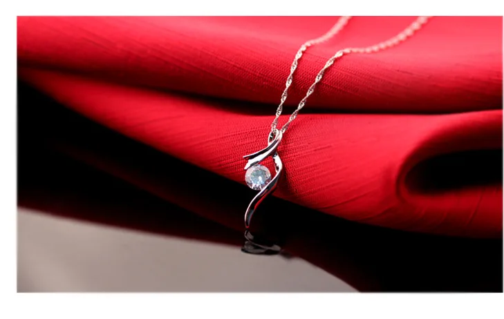 Charming Luxury 925 Sterling Silver Pendant Necklaces Cubic Zirconia Sweet Gift For Girlfriend/Lover/Sister Hot Sale